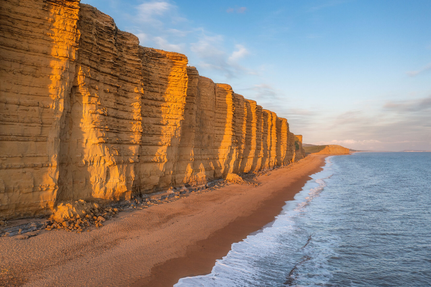 Golden sandstone cliffs at West Bay on the Dorset Jurassic Coast